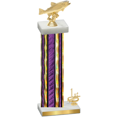 Accented Single Purple Glacier First Place Fishing Trophy