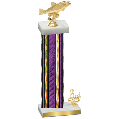 Accented Single Purple Glacier Third Place Fishing Trophy