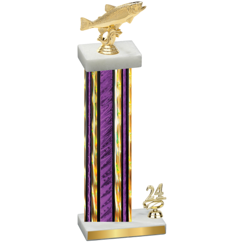 Accented Single Purple Glacier Year Fishing Trophy