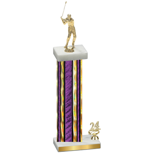 Accented Single Purple Glacier Year Golf Trophy