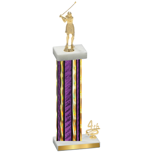 Accented Single Purple Glacier Fourth Place Golf Trophy