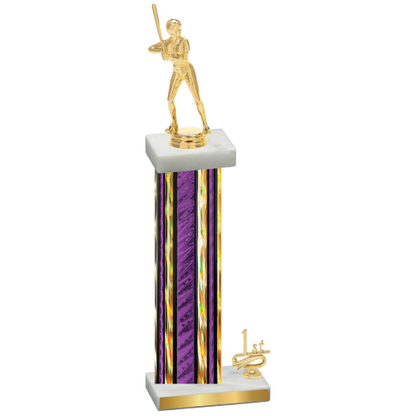 Accented Single Purple Glacier First Place Softball Trophy