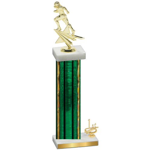 Accented Single Green Glacier First Place Football Trophy