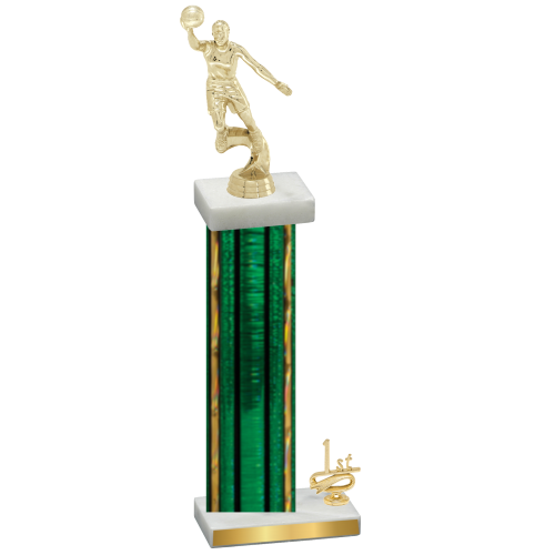 Accented Single Green Glacier First Place Basketball Trophy