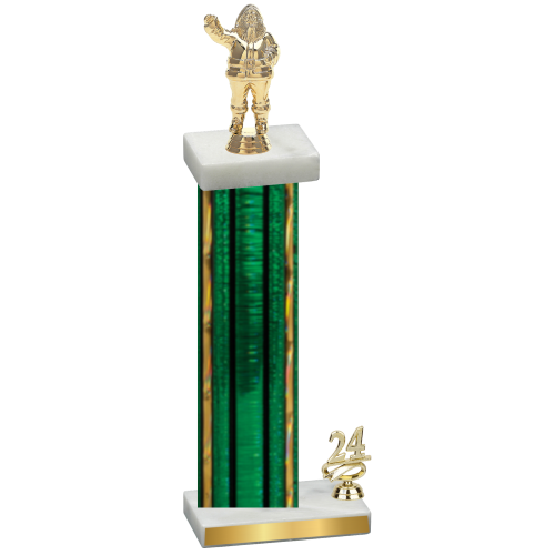 Accented Single Green Glacier Year Holiday Trophy