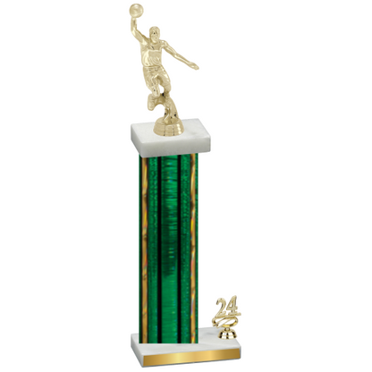 Accented Single Green Glacier Year Basketball Trophy