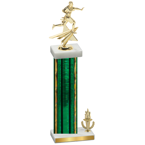 Accented Single Green Glacier Victory Flag Football Trophy