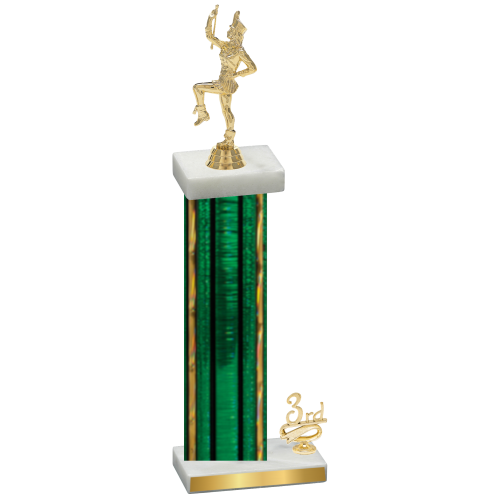 Accented Single Green Glacier Third Place Majorette Trophy