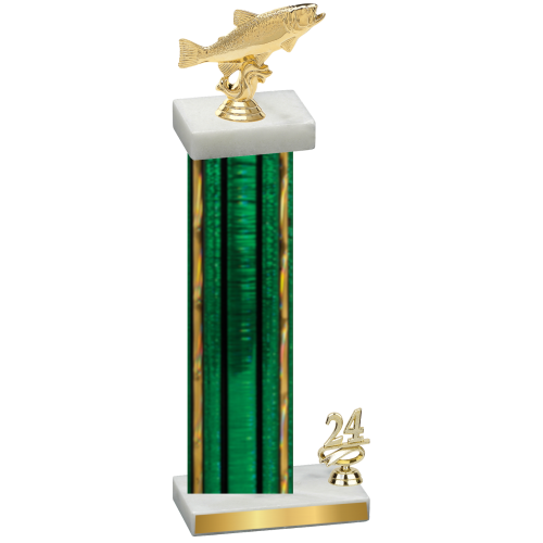 Accented Single Green Glacier Year Fishing Trophy