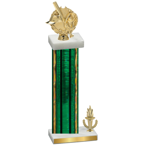 Accented Single Green Glacier Victory Baseball Trophy