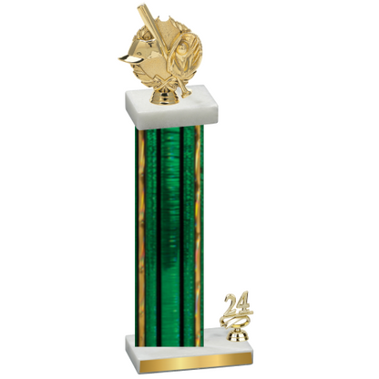 Accented Single Green Glacier Year Baseball Trophy