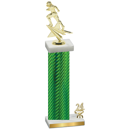 Accented Single Green Carbon Fiber Year Football Trophy