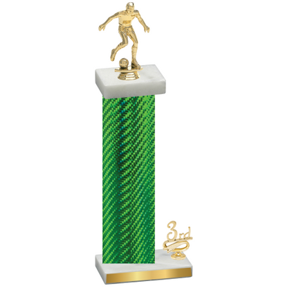 Accented Single Green Carbon Fiber Third Place Soccer Trophy