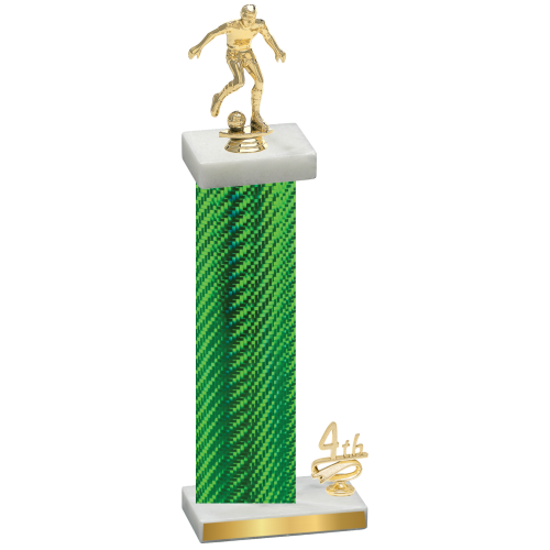 Accented Single Green Carbon Fiber Fourth Place Soccer Trophy