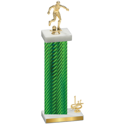 Accented Single Green Carbon Fiber First Place Soccer Trophy