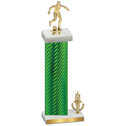 Accented Single Green Carbon Fiber Victory Soccer Trophy