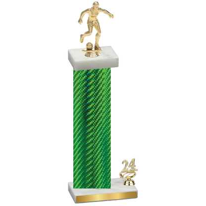 Accented Single Green Carbon Fiber Year Soccer Trophy