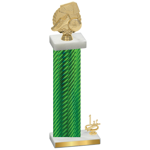 Accented Single Green Carbon Fiber First Place Soccer Trophy