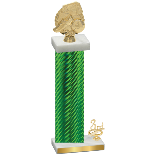 Accented Single Green Carbon Fiber Third Place Soccer Trophy