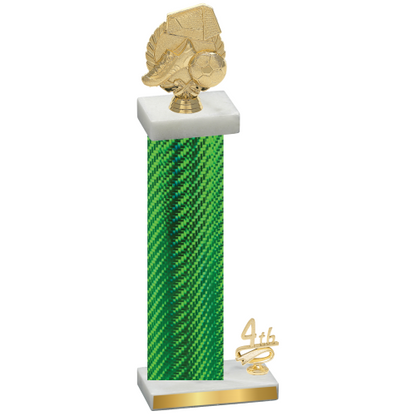 Accented Single Green Carbon Fiber Fourth Place Soccer Trophy