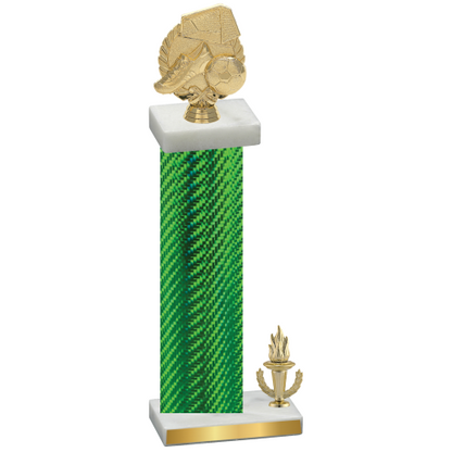 Accented Single Green Carbon Fiber Victory Soccer Trophy