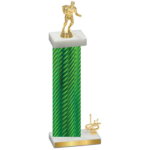 Accented Single Green Carbon Fiber First Place Rugby Trophy