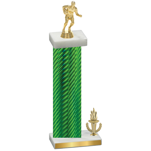 Accented Single Green Carbon Fiber Victory Rugby Trophy