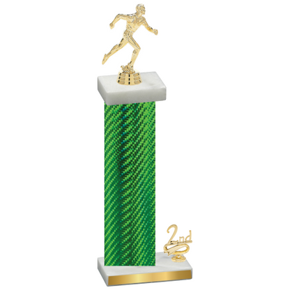 Accented Single Green Carbon Fiber Second Place Running Trophy