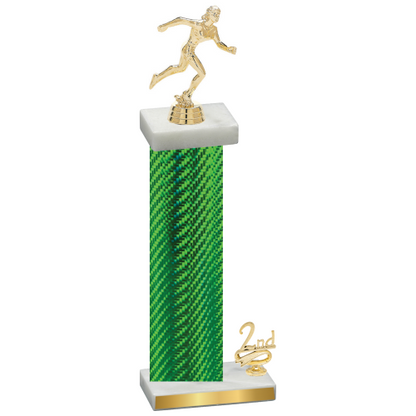 Accented Single Green Carbon Fiber Second Place Running Trophy