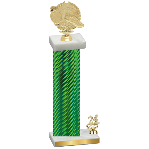 Accented Single Green Carbon Fiber Year Running Trophy