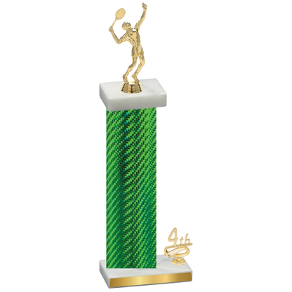 Accented Single Green Carbon Fiber Fourth Place Tennis Trophy