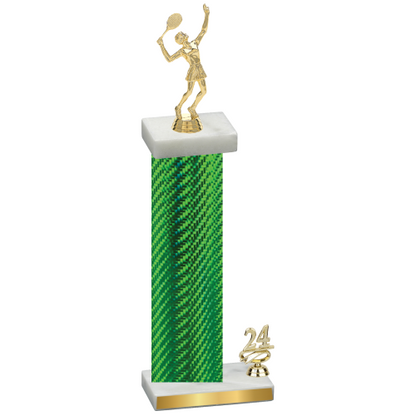 Accented Single Green Carbon Fiber Year Tennis Trophy