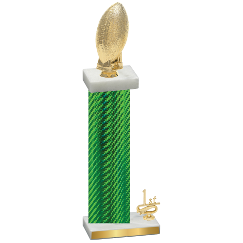 Accented Single Green Carbon Fiber First Place Football Trophy