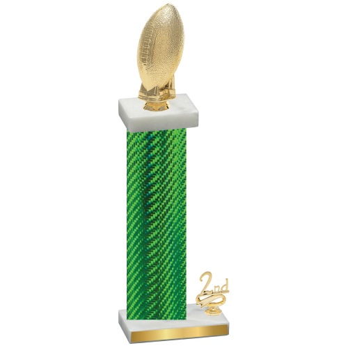 Accented Single Green Carbon Fiber Second Place Football Trophy