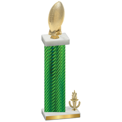 Accented Single Green Carbon Fiber Victory Football Trophy