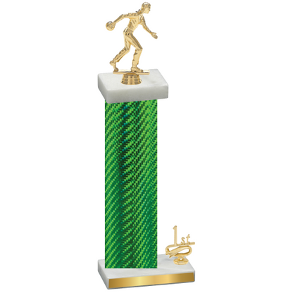 Accented Single Green Carbon Fiber First Place Bowling Trophy