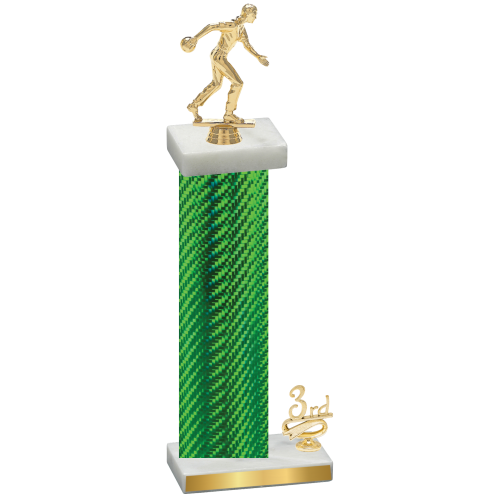 Accented Single Green Carbon Fiber Third Place Bowling Trophy