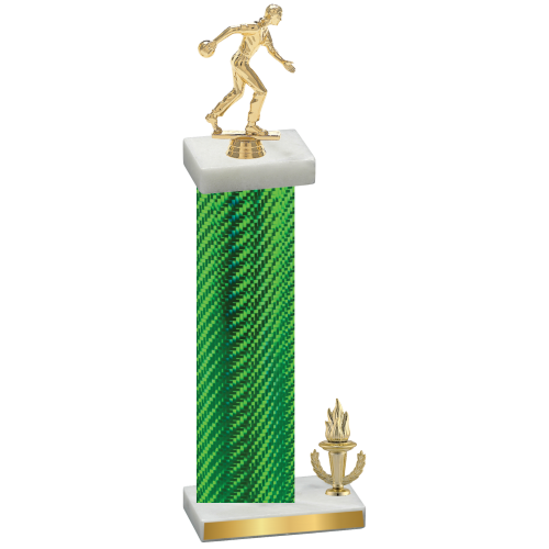 Accented Single Green Carbon Fiber Victory Bowling Trophy