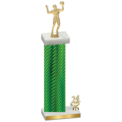 Accented Single Green Carbon Fiber Year Volleyball Trophy