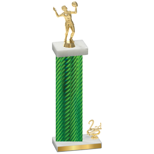 Accented Single Green Carbon Fiber Second Place Volleyball Trophy