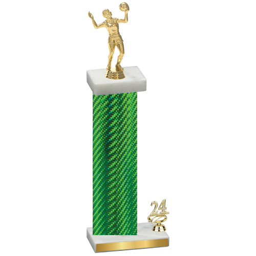 Accented Single Green Carbon Fiber Year Volleyball Trophy