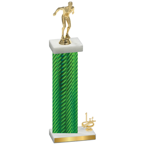 Accented Single Green Carbon Fiber First Place Swimming Trophy