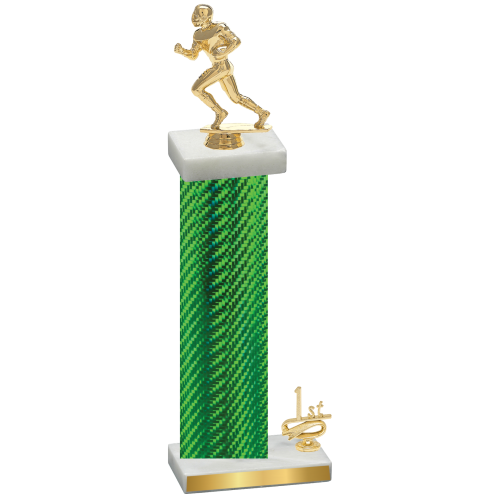 Accented Single Green Carbon Fiber First Place Football Trophy