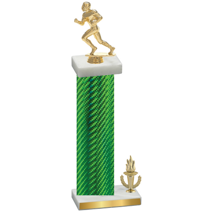 Accented Single Green Carbon Fiber Victory Football Trophy