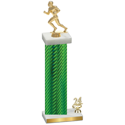 Accented Single Green Carbon Fiber Year Football Trophy