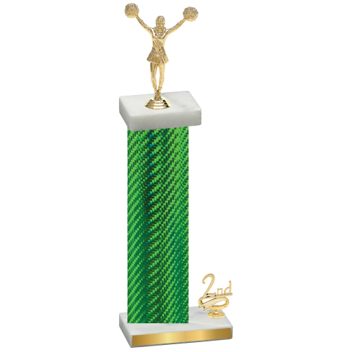 Accented Single Green Carbon Fiber Second Place Cheerleading Trophy