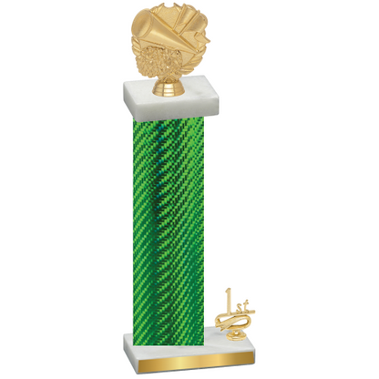 Accented Single Green Carbon Fiber First Place Cheerleading Trophy