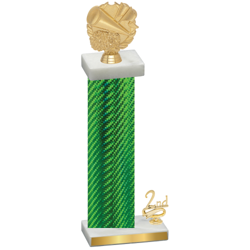 Accented Single Green Carbon Fiber Second Place Cheerleading Trophy