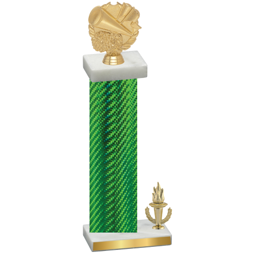 Accented Single Green Carbon Fiber Victory Cheerleading Trophy