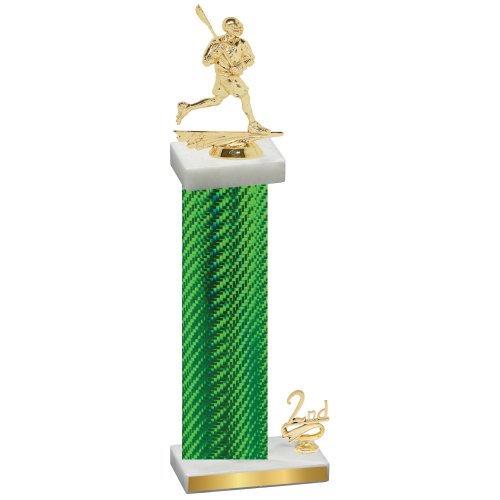 Accented Single Green Carbon Fiber Second Place Lacrosse Trophy